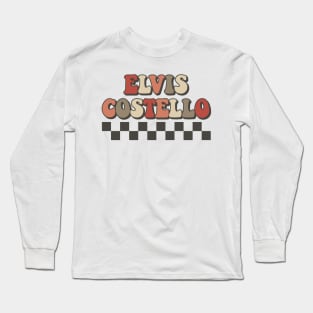 Elvis Costello Checkered Retro Groovy Style Long Sleeve T-Shirt